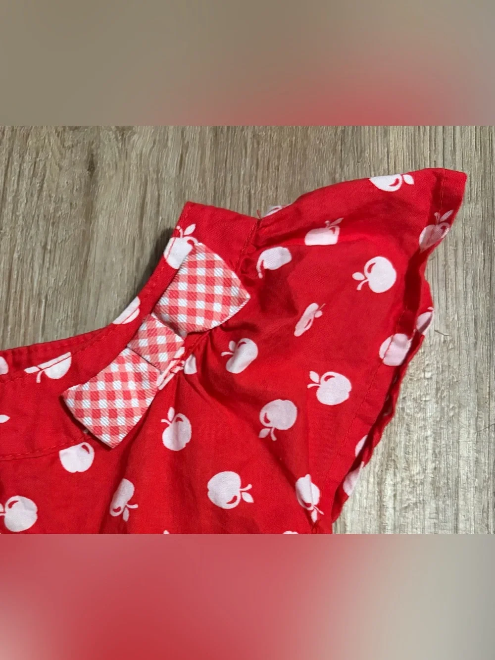 Tiered Apple-Print Dress with Snow White Applique - Size 7/8